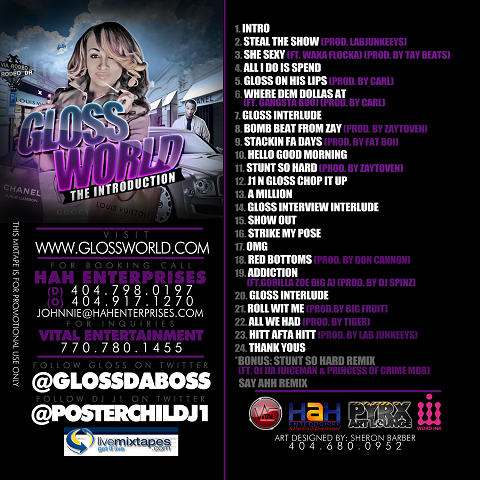 Gloss Da Boss Gloss World Mixtape Back Cover