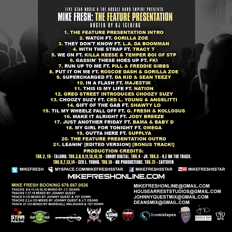 Mike Fresh - Feature Presentation Mixtape Back Cover
