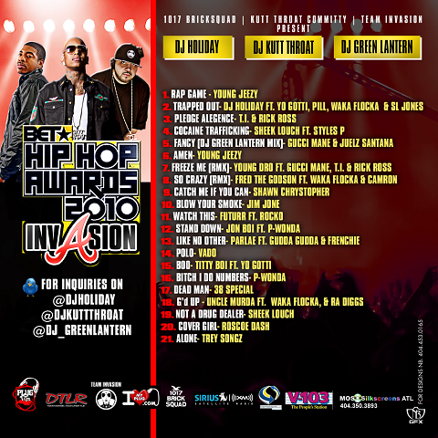 BET Hip Hop Awards 2010 Invasion Mixtape Back Cover