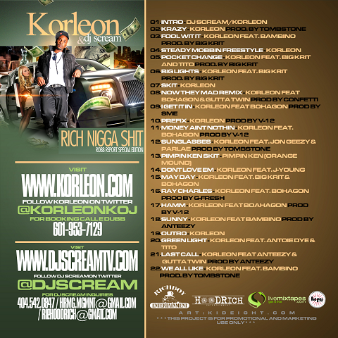 DJ Scream Korleon Rich Nigga Shit Back Cover