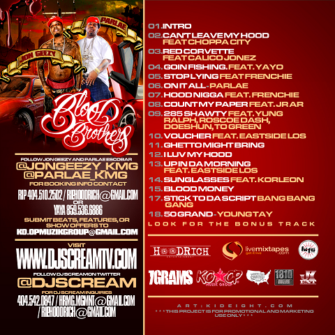 DJ Scream Swamp Izzoe Jon Geezy Parlae Blood Brothers Mixtape Back Cover