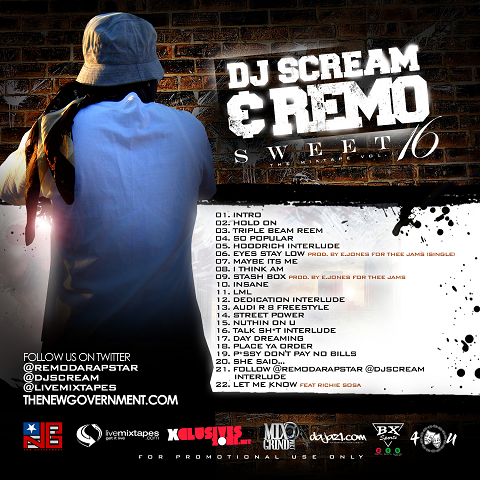 DJ Scream & Remo Da Rapstar - Sweet 16 Mixtape Back Cover