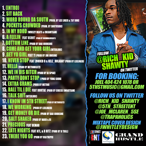 Trap-A-Holics & Rich Kid Shawty - Word In Da South Mixtape Back Cover
